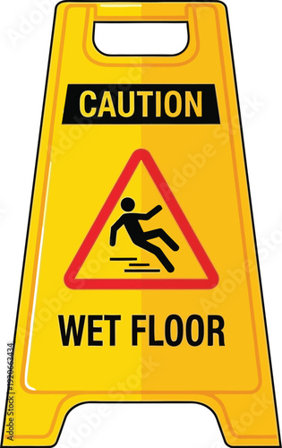 Caution wet floor sign with slipping hazard symbol