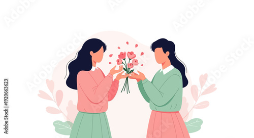 Friendship And The Joy Of Gifting Flowers Beautifully Illustrated And Conveyed