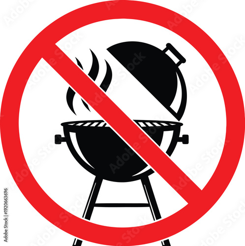 No barbecue grill prohibition sign