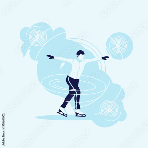 Graceful Figure Skater Performing Spiraling Routines on Icy Surface with Artistic Flair