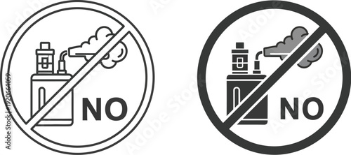 No vaping prohibition signs with vape device icons