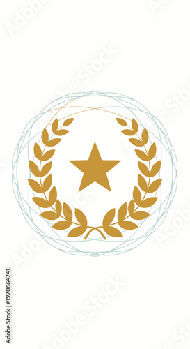 Golden Star Award Emblem With Laurel Wreath Celebration Of Achievement