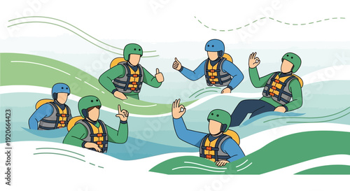 Group Of Friends Enjoying White Water Rafting Adventure Together