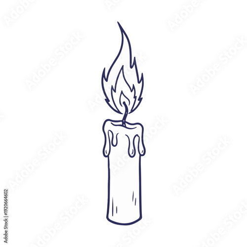 Dramatic candle flame hand-drawn ink sketch for inspiration hope memory and spiritual enlightenment concept illustration