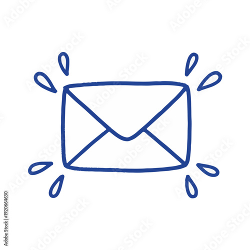 Sweating email envelope icon hand-drawn doodle for digital communication stress inbox overload and spam marketing urgency