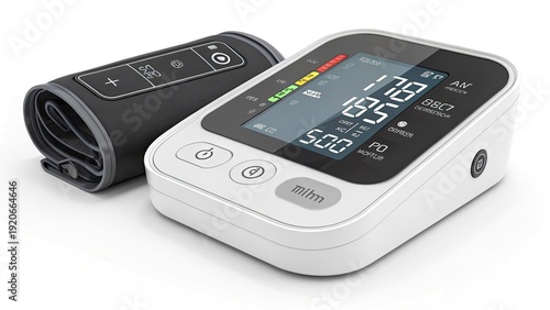 Advanced digital blood pressure monitor isolated on a clean white background