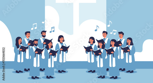 Harmony Of The Choir Singing In Perfect Rhythm During A Religious Ceremony