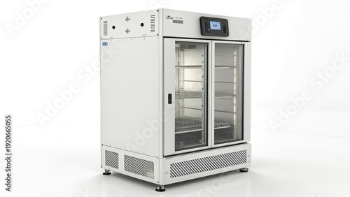 Advanced laboratory incubator with smooth surfaces on white background