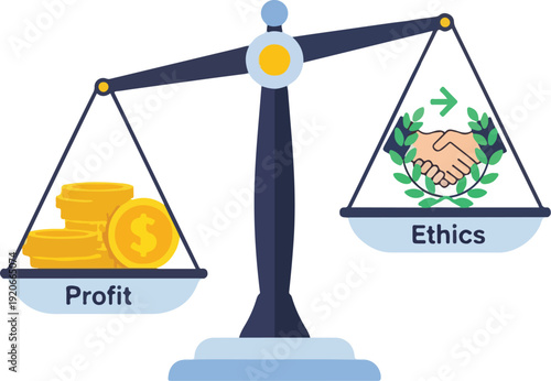 Profit vs Ethics Business Concept with Balance Scale