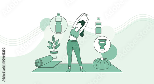 Healthy Routine, Wellness Practices, And Fitness Rituals Depicted In Artistic And Unique