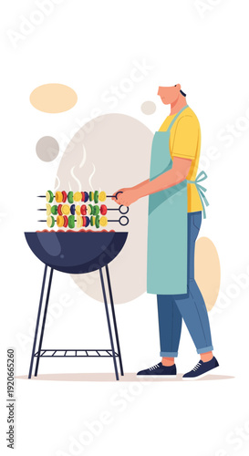 Healthy Summer Grilling Food Preparation Vibrant Outdoor Cooking Scene