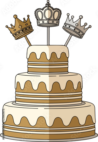 Royal Birthday Cake with Crown Toppers