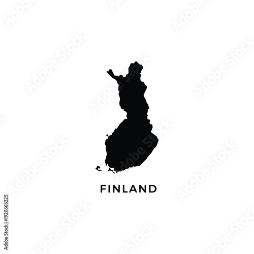 Finland country map silhouette black and white minimalist vector illustration