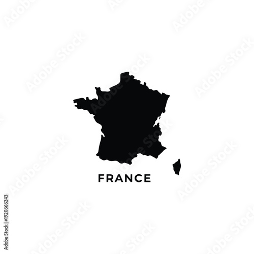 France country map silhouette black and white vector illustration isolated on white background