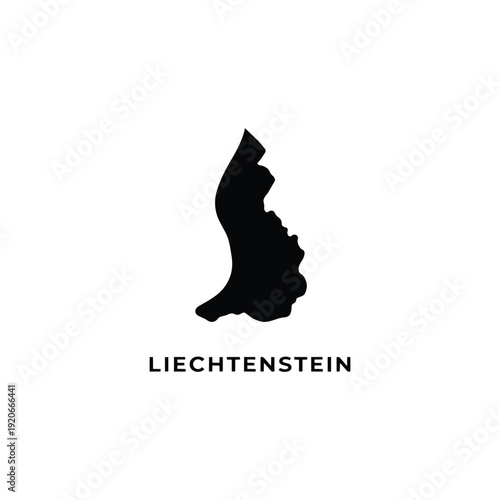 Liechtenstein country map silhouette black and white vector illustration