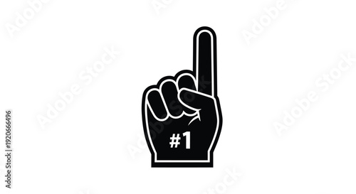 Black foam finger displaying number one a simple silhouette