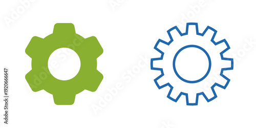 Two colorful gears with transparent background isolated on transparent background