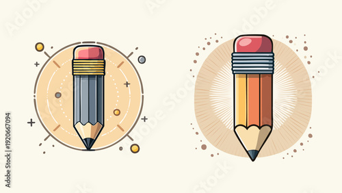 Stylized vector illustrations of two classic wooden pencils, perfect for education, writing, or design projects, symbolizing creativity and precision