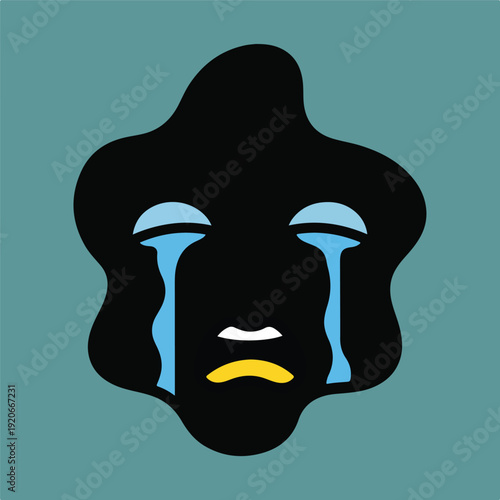 Sad face icon crying emoticon depression symbol