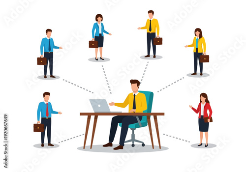 Business people communicating with their boss in a modern office setting