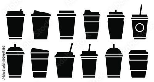 Coffee cup silhouette vector icon set