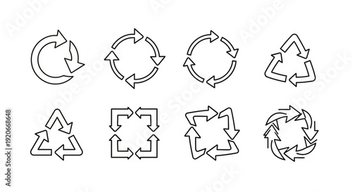 Recycling arrows collection. Eco friendly signs.