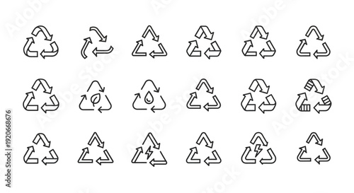 Recycling Symbols Collection Hand Drawn Eco Icons for Sustainability and Environmental Protection