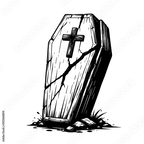 The Cracked Coffin illustration vector icon
Vector illustration on a white background