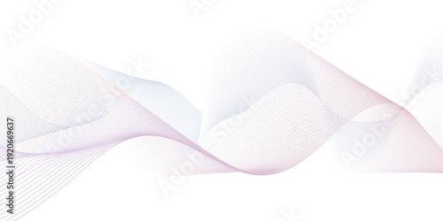 Curved sound waves with dynamic wavy stripes. Energy abstract smooth colorful gradient frequency isolated element creative blend. Science tech swirls with thin twisted connected vibration simple grid.