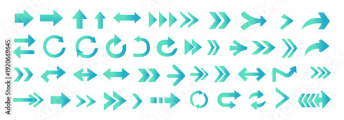 Blue airflow arrow icon set featuring ventilation and motion speed signs, isolated vector