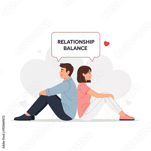 Illustration Representing Relationship Equilibrium And Mutual Support, Achieving Harmony and