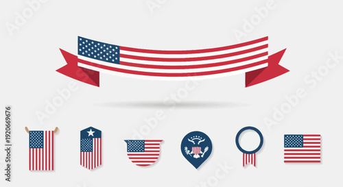 Illustrations Of United States Flags And Emblematic Icons