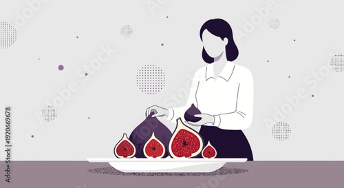 Illustrative Arrangement Of Fresh Figs Showcased By A Minimalist Figure