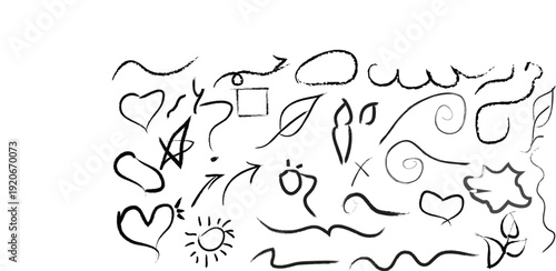 A collection of hand drawn doodles and shapes