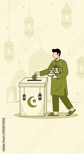 Islamic Charity Concept Giving Donations And Zakat Box