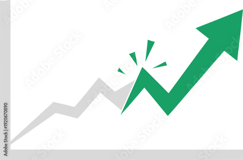 Green arrow graph showing upward trend and growth
