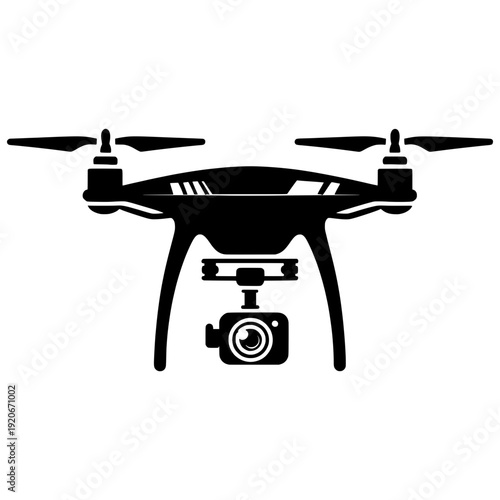 Drone with camera flies above a landscape during daytime