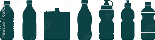 Collection of wine and liquor bottles in dark green silhouette
