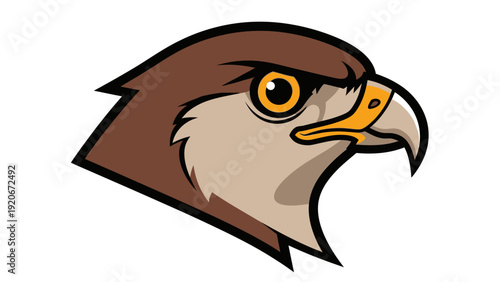 Aggressive Hawk Head Logo, Fierce Bird of Prey Mascot, Graphic Design Element
