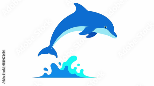 Blue Dolphin Leaping Out of Water in a Splash