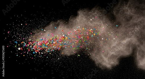 Vibrant rainbow sprinkles dusted over white crystalline energy powder for a playful boost of focus and wakefulness, caffeine, white, stimulating
