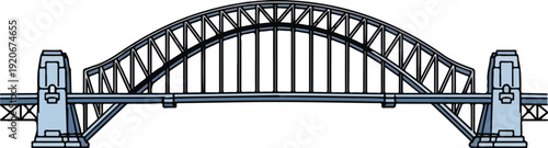 Steel arch bridge structure illustration