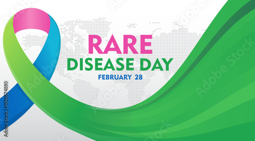 Rare Disease Day. Observed on February 28. Suitable for backgrounds, banners, cards, posters, and templates.