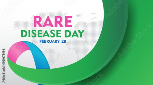 Rare Disease Day. Observed on February 28. Suitable for backgrounds, banners, cards, posters, and templates.