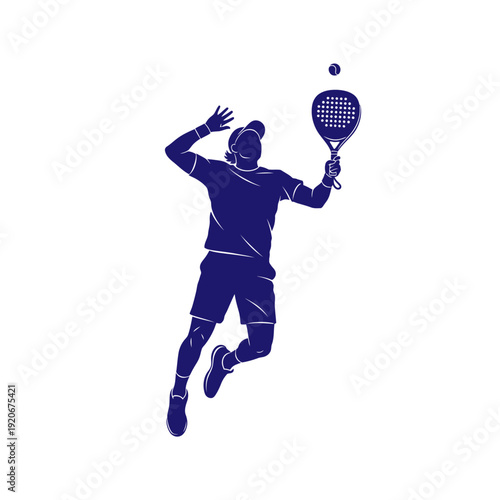 Padel Player Serving Ball in Mid-Air, Dynamic Action Shot