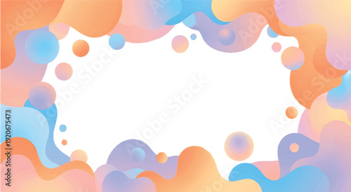 Abstract horizontal background with colorful waves. Trendy vector illustration in style retro 60s, 70s. Pastel colors