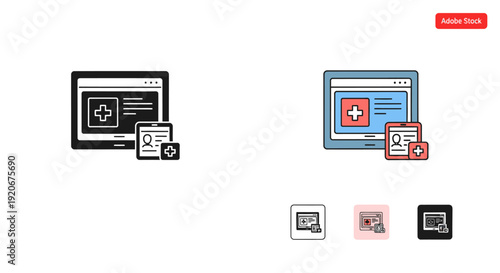 Online medical record vector icon. Digital healthcare concept