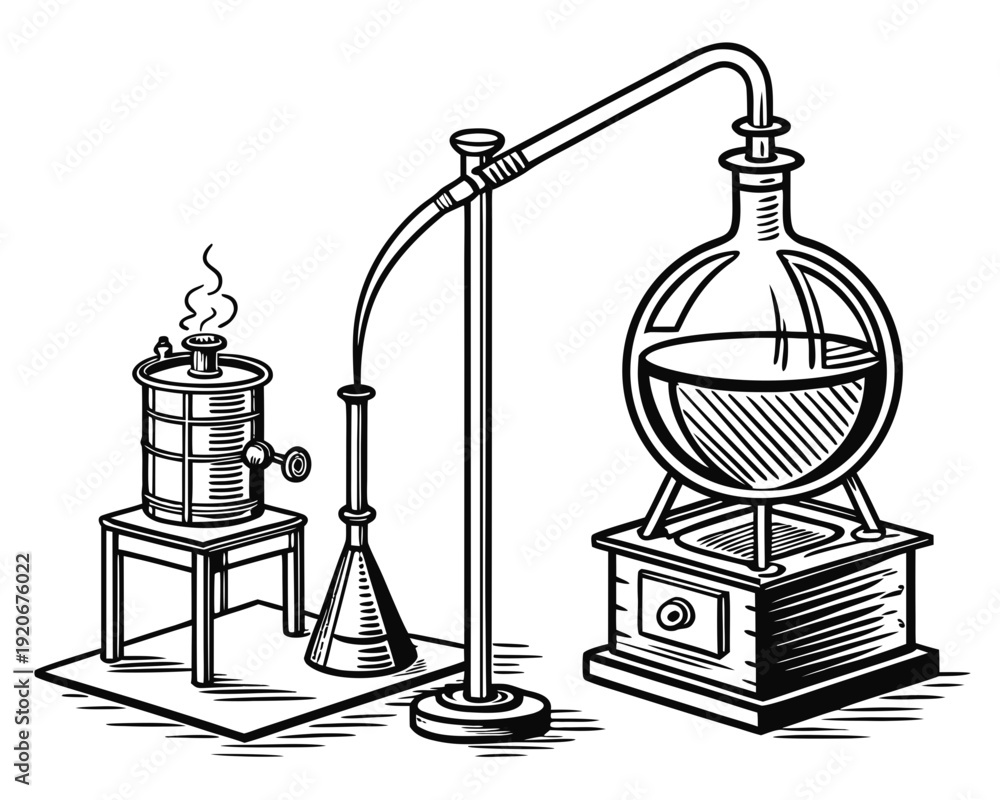 custom made wallpaper toronto digitalA laboratory setup with equipment for distillation process including a flask and condenser on a stand