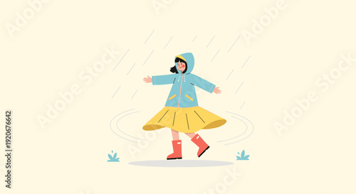 Joyful Child Embracing Rainy Day Fun