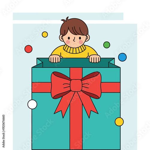 Joyful Child Emerging From A Generous Gift Box Surprise Illustration